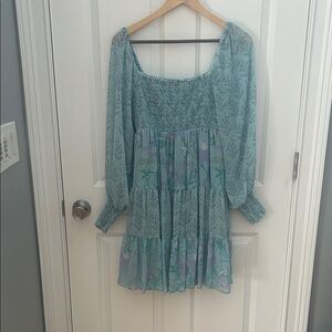 Taylor Blue and Purple Floral Smocked Dress